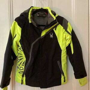 Spyder Kids Ski Snowboarding Jacket Neon Yellow Black Size 12